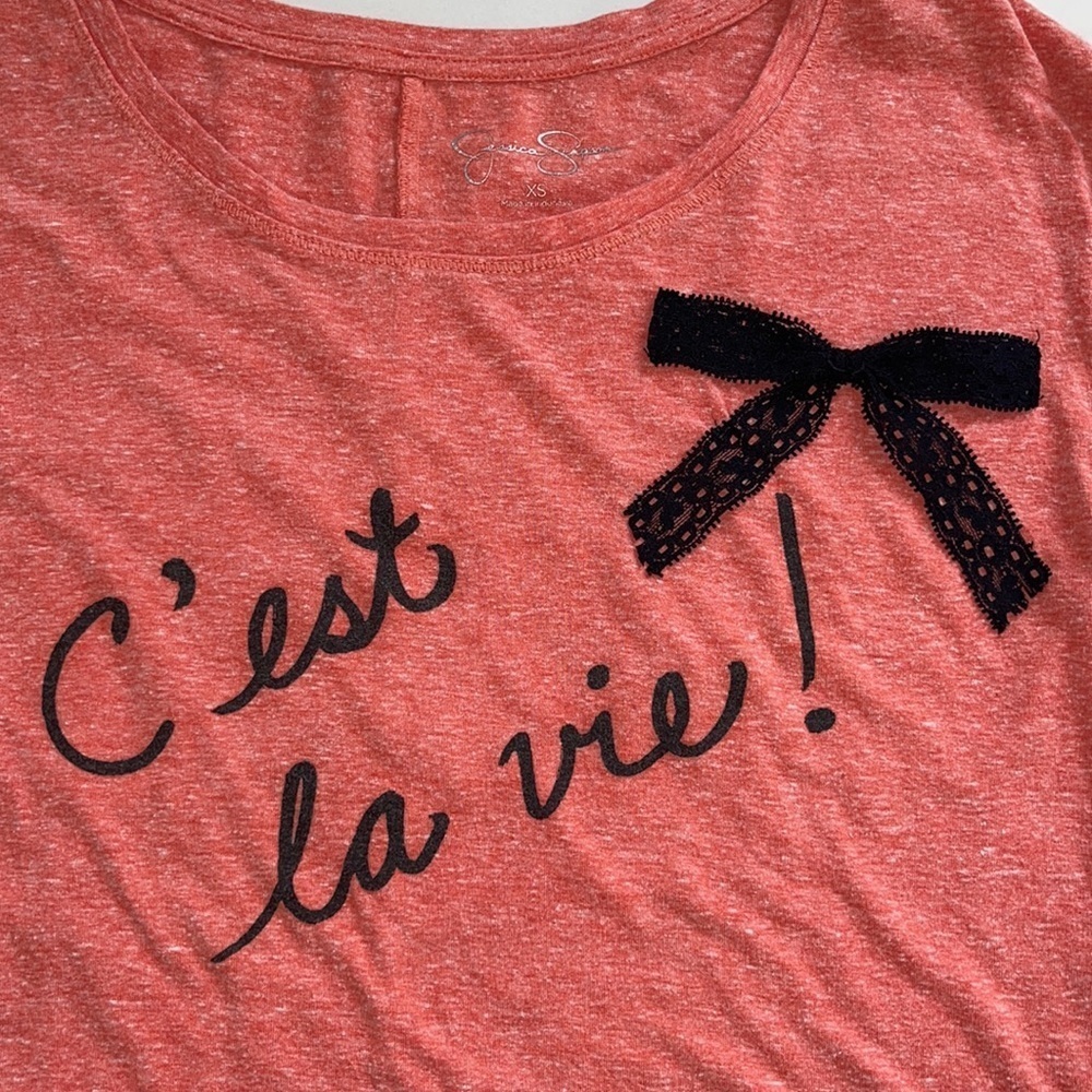 Jessica Simpson Heathered Orange Embellish T Shirt - Picture 2 of 4